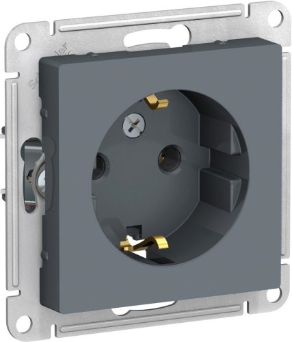 Розетка с заземлением без рамки Systeme Electric AtlasDesign 1-м. грифель фото Розетка с заземлением без рамки Systeme Electric AtlasDesign 1-м. грифель картинка